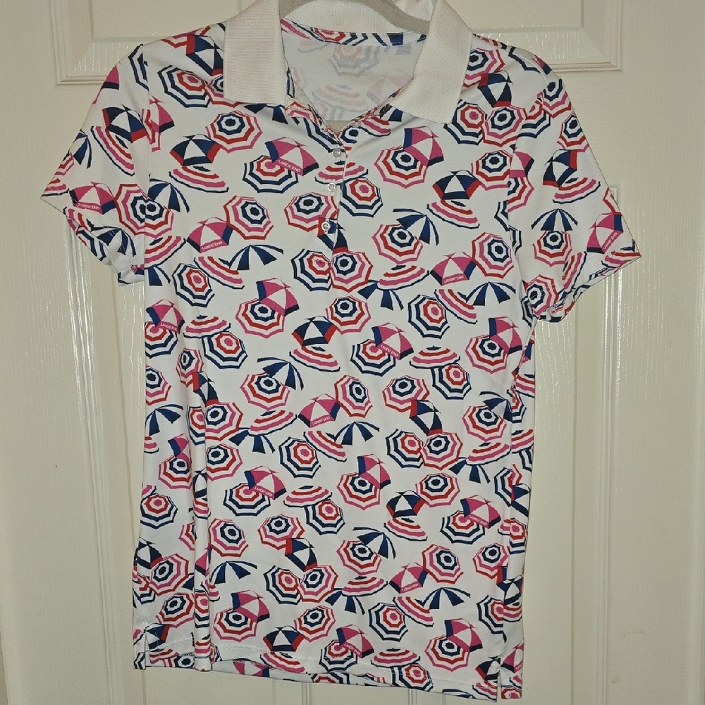 Lands'‎ End Geometric Print Polo Shirt
